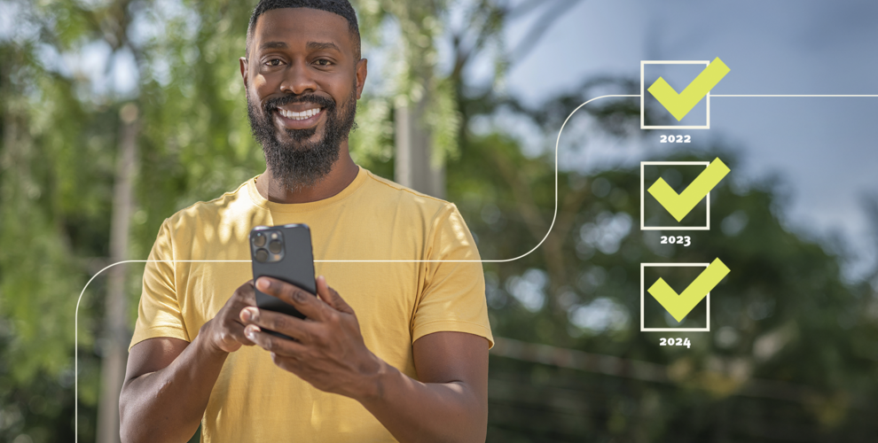 Texto alternativo: Estamos entre as indicadas ao Prêmio Reclame Aqui 2025. Contamos com o seu voto.